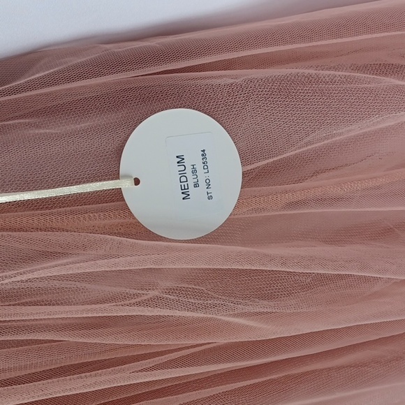 Luxxel Blush Pink Short Dress with Criss Cross Back and Tulle, Sz M - Picture 4 of 8